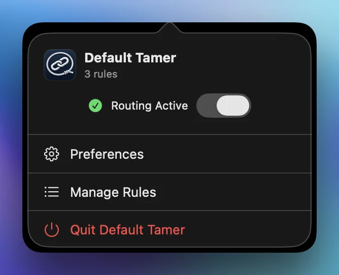 Default Tamer Menu Bar